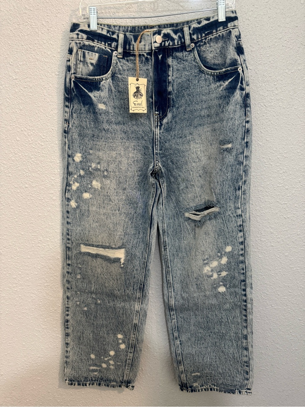 Easel Distressed Paint Splatter Boyfriend Jeans